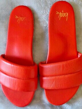 beek Orange Red Padded Slide Sandals for Women